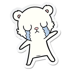 sticker of a crying polar bear cartoon