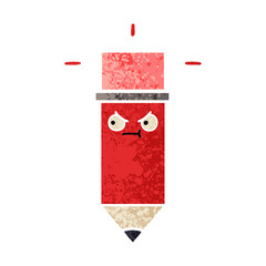 retro illustration style cartoon pencil