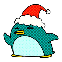 christmas cartoon of kawaii penguin