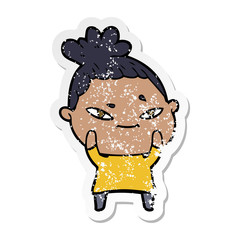 distressed sticker of a cartoon woman