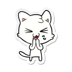 sticker of a cartoon hissing cat