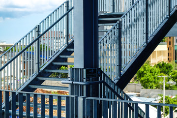 Metal staircase outdoor of modern building