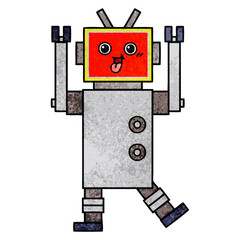 retro grunge texture cartoon robot
