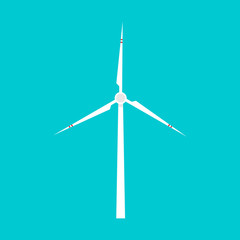 Windmills for electric power production. Flat design style