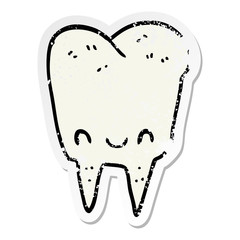 distressed sticker of a cartoon tooth