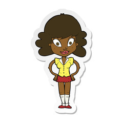 sticker of a cartoon pretty woman