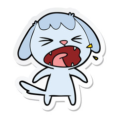 sticker of a cute cartoon dog barking