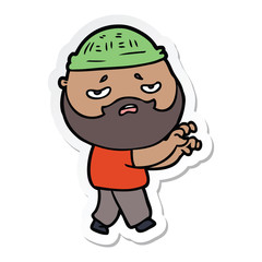 sticker of a cartoon worried man with beard