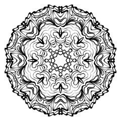 Mandala. Abstract Round Vector Illustration. Anti-Stress Therapy Pattern. Black, white