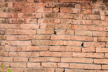 Red brown old brick wall texture background