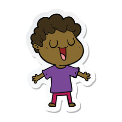 sticker of a laughing cartoon man