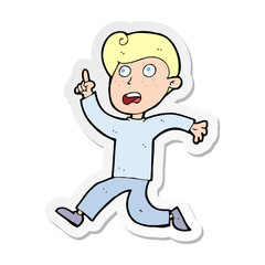 sticker of a cartoon boy panicking