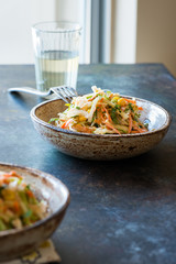 Fresh cabbage, corn and carrot coleslaw