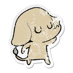 distressed sticker of a cute cartoon elephant