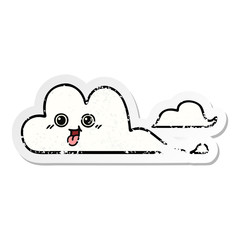 distressed sticker of a cute cartoon clouds