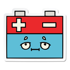 sticker of a cute cartoon car battery