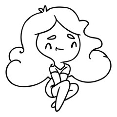 line drawing of a cute kawaii girl