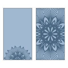 Vector Mandala Pattern. Template For Flyer Or Invitation Card Design. Pastel blue color