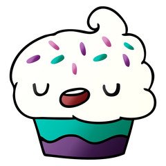 gradient cartoon kawaii of a cute cupcake