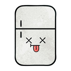 retro grunge texture cartoon fridge freezer