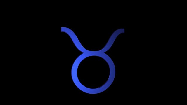 Rotating Taurus symbol with alpha channel