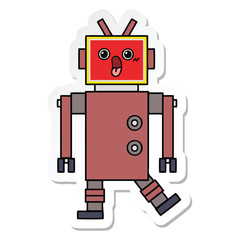 sticker of a cute cartoon robot