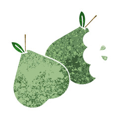 retro illustration style cartoon green pear