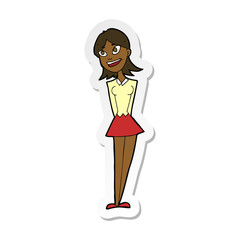 sticker of a cartoon happy woman