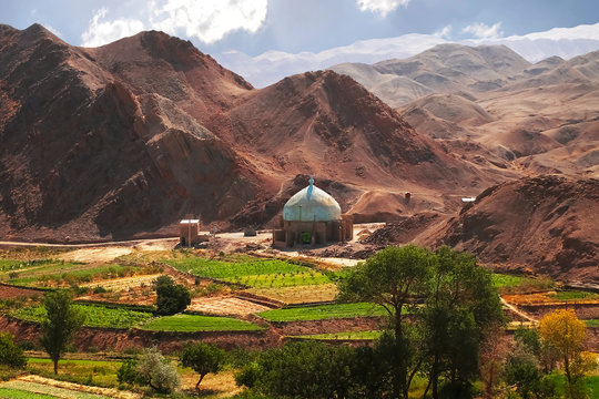 Mountain landscape of Iran. Kharanagh village near old Yazd city.