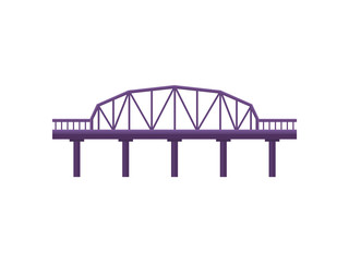 Purple bridge on white background. Vector illustration.