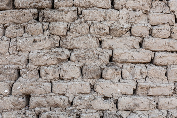 Ancient brick wall in temple of Edfu