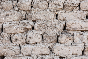 Ancient brick wall in temple of Edfu