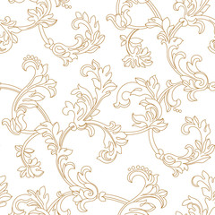 Golden vintage seamless pattern, ornament. Vector.