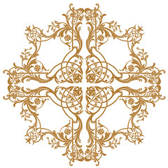 Golden vintage baroque ornament, corner. Retro pattern antique style acanthus.