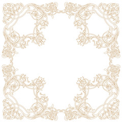 Golden vintage border frame engraving with retro ornament pattern in antique baroque style decorative design. Vector