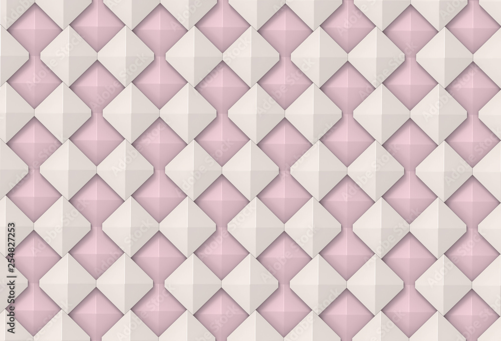 Poster 3d rendering. seamless sweet soft pink white color tone grid square art pattern tile for any design 