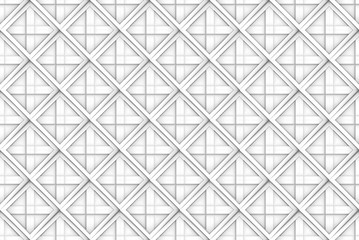3d rendering. Seamless White square grid pattern art design wall background.