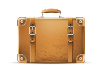 Vector vintage travel bag leather brown suitcase