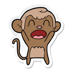 sticker of a shouting cartoon monkey