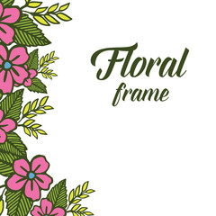 Vector illustration leaf green bloom for card floral frame