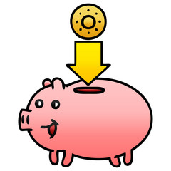 gradient shaded cartoon piggy bank