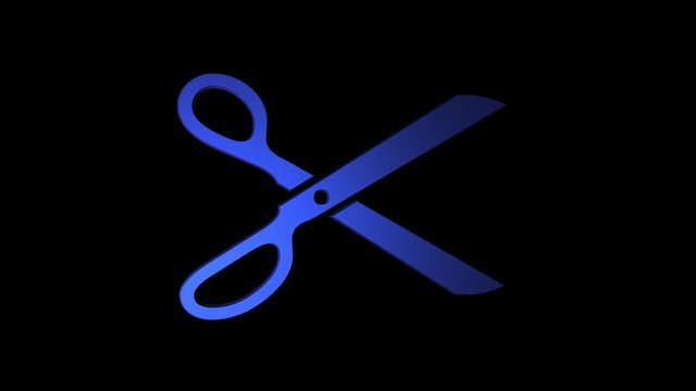 Rotating sissors symbol with alpha channel