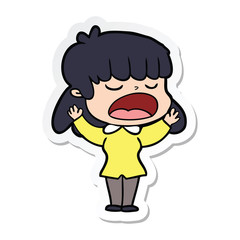 Fototapeta premium sticker of a cartoon woman talking loudly