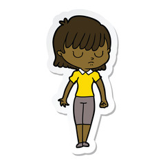 sticker of a cartoon woman