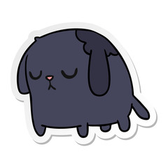 sticker cartoon of cute sad kawaii dog