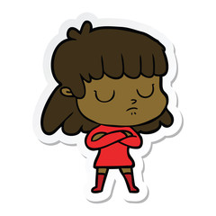 sticker of a cartoon indifferent woman