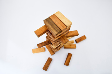 blocks wood  on white  background