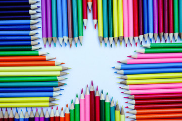 Star shape, made from wood colored pencils