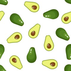 Avocado pattern seamless with juicy and tasty fruits . fresh avocados pattern. Vector illustration in flat style