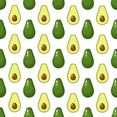 Avocado pattern seamless with juicy and tasty fruits . fresh avocados pattern. Vector illustration in flat style